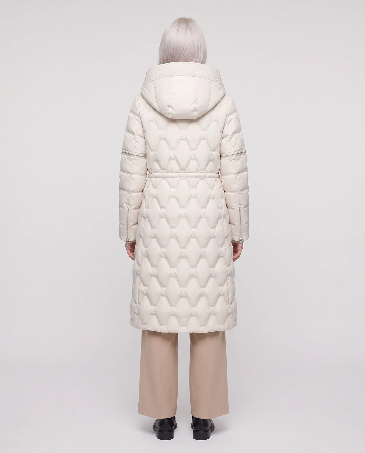 Long Hooded Puffer Jacket with Detachable Sleeves