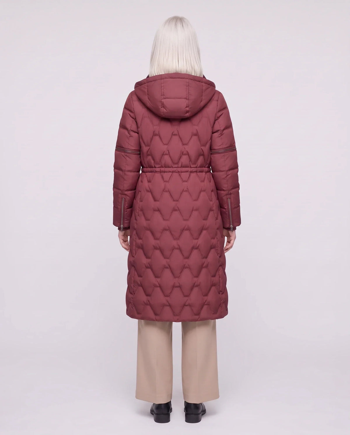 Long Hooded Puffer Jacket with Detachable Sleeves
