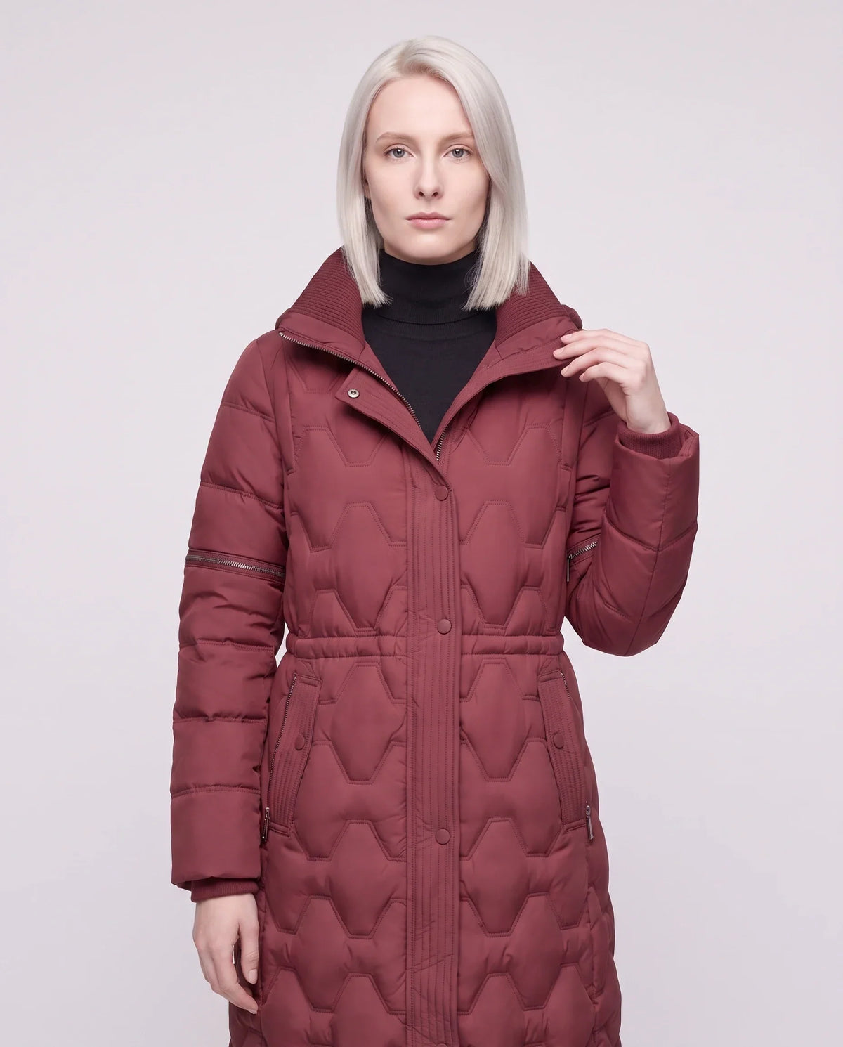 Long Hooded Puffer Jacket with Detachable Sleeves