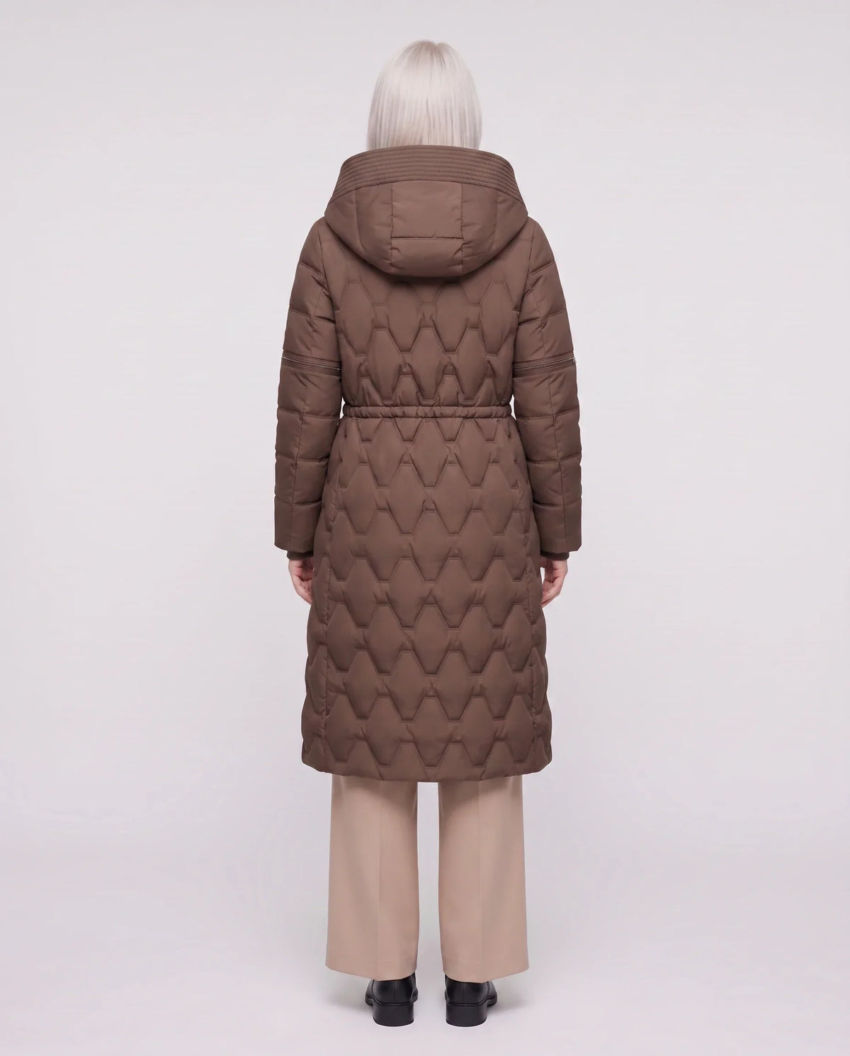 Long Hooded Puffer Jacket with Detachable Sleeves