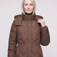 Long Hooded Puffer Jacket with Detachable Sleeves