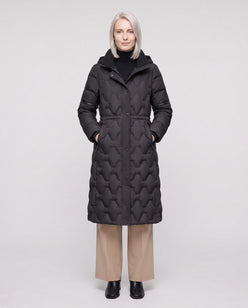 Long Hooded Puffer Jacket with Detachable Sleeves