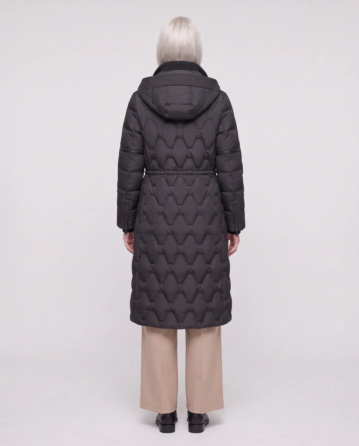 Long Hooded Puffer Jacket with Detachable Sleeves