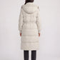 Long Hooded Puffer Jacket with Drawcord Waist