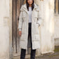 Long Hooded Puffer Jacket with Drawcord Waist