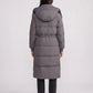 Long Hooded Puffer Jacket with Drawcord Waist
