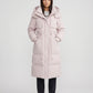 Long Hooded Puffer Jacket with Drawcord Waist