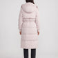 Long Hooded Puffer Jacket with Drawcord Waist