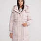 Long Hooded Puffer Jacket with Drawcord Waist