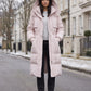 Long Hooded Puffer Jacket with Drawcord Waist