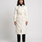 Long Belted Puffer Jacket with Jewelled Collar