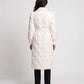 Long Belted Puffer Jacket with Jewelled Collar