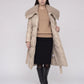 Long Belted Puffer Jacket with Faux Fur Collar