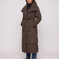 Extra-Long Belted Puffer Jacket with Quilted Shawl Collar