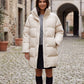 Long Cocoon Puffer Jacket with Funnel Collar