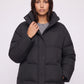 Long Cocoon Puffer Jacket with Funnel Collar