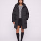 Long Cocoon Puffer Jacket with Funnel Collar