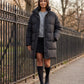 Long Cocoon Puffer Jacket with Funnel Collar