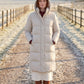 Long Water-Repellent Puffer Jacket with Hood Collar