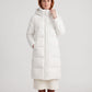 Long Water-Repellent Puffer Jacket with Hood Collar