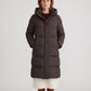 Long Water-Repellent Puffer Jacket with Hood Collar
