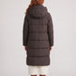 Long Water-Repellent Puffer Jacket with Hood Collar