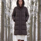 Long Water-Repellent Puffer Jacket with Hood Collar