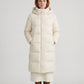 Long Water-Repellent Puffer Jacket with Hood Collar