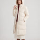 Long Water-Repellent Puffer Jacket with Hood Collar