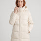 Long Water-Repellent Puffer Jacket with Hood Collar