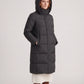 Long Water-Repellent Puffer Jacket with Hood Collar