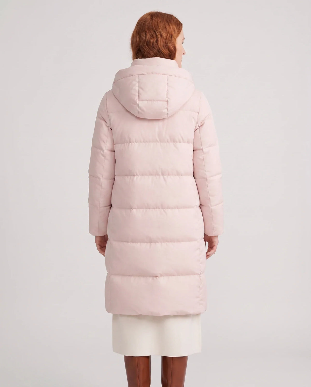 Long Water-Repellent Puffer Jacket with Hood Collar