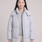 Long Puffer Jacket with Funnel Collar and Detachable Hood