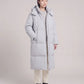 Long Puffer Jacket with Funnel Collar and Detachable Hood