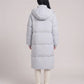 Long Puffer Jacket with Funnel Collar and Detachable Hood