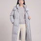Long Puffer Jacket with Funnel Collar and Detachable Hood