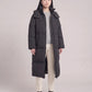 Long Puffer Jacket with Funnel Collar and Detachable Hood