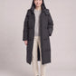 Long Puffer Jacket with Funnel Collar and Detachable Hood
