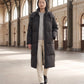 Long Puffer Jacket with Funnel Collar and Detachable Hood