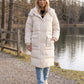 Long Water-Repellent Puffer Jacket with Patch Pockets