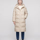 Long Flared Puffer Jacket with Water-Repellent Hood