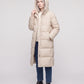 Long Flared Puffer Jacket with Water-Repellent Hood