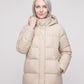 Long Flared Puffer Jacket with Water-Repellent Hood