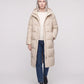 Long Flared Puffer Jacket with Water-Repellent Hood