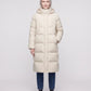Long Flared Puffer Jacket with Water-Repellent Hood