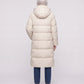 Long Flared Puffer Jacket with Water-Repellent Hood