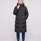 Long Flared Puffer Jacket with Water-Repellent Hood