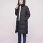 Long Flared Puffer Jacket with Water-Repellent Hood