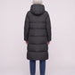 Long Flared Puffer Jacket with Water-Repellent Hood