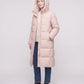 Long Flared Puffer Jacket with Water-Repellent Hood
